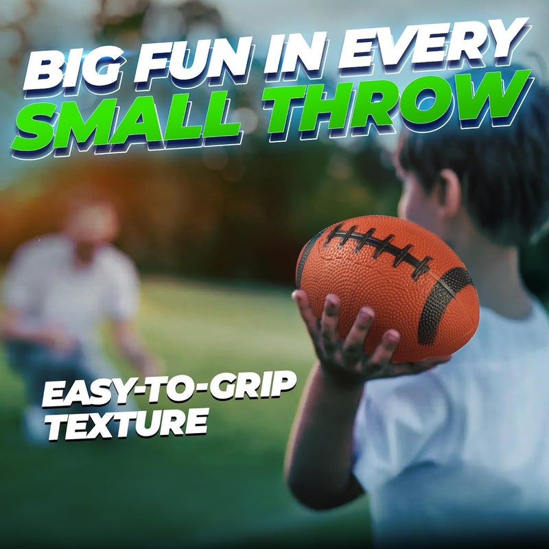 PlayBolt 6-Inch Mini Footballs for Kids (Pack of 5) - Inflatable PVC Football Toys for Boys & Girls w/Hand Pump, Easy to Grip Small Sports Balls for Backyard, Recess, Party Favor, Indoor/Outdoor - Image 2